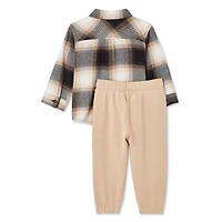 George Baby Boys' Flannel Shirt 2-Piece Set, Sizes 0-24 months