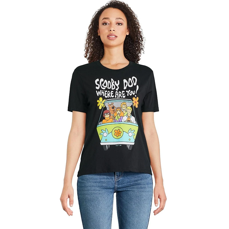 T-shirt à manches courtes Scooby-Doo pour femmes Tailles TP–TG