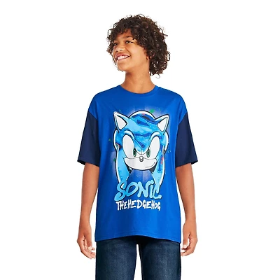 T-shirt à manches courtes Sonic le hérisson pour garçons Tailles TP–TG