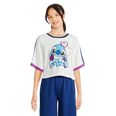 Disney Girls' Stitch Ringer Tee, Sizes XS-XL