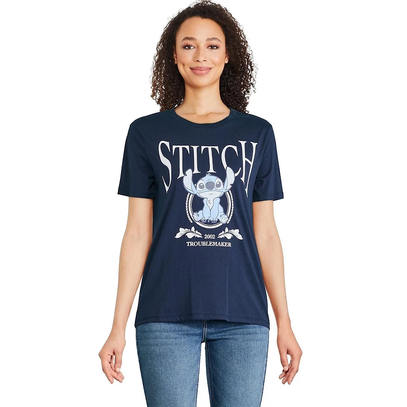 T-shirt à manches courtes Stitch Disney pour femmes