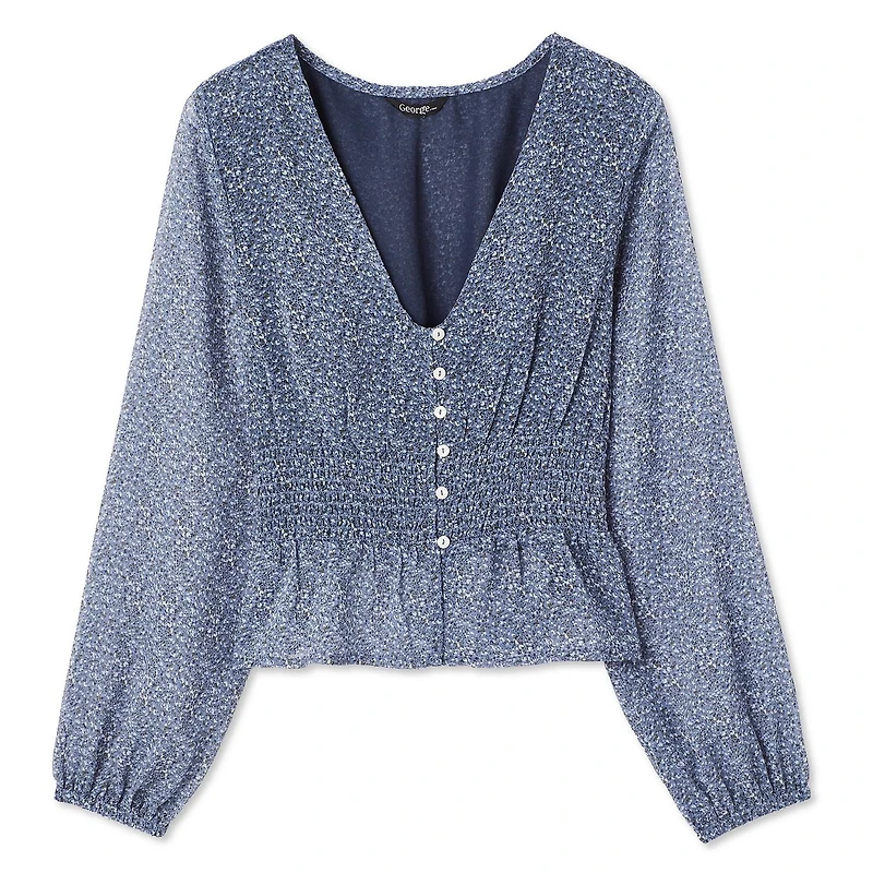 George Women's Smocked Blouse, Sizes XS-XXL
