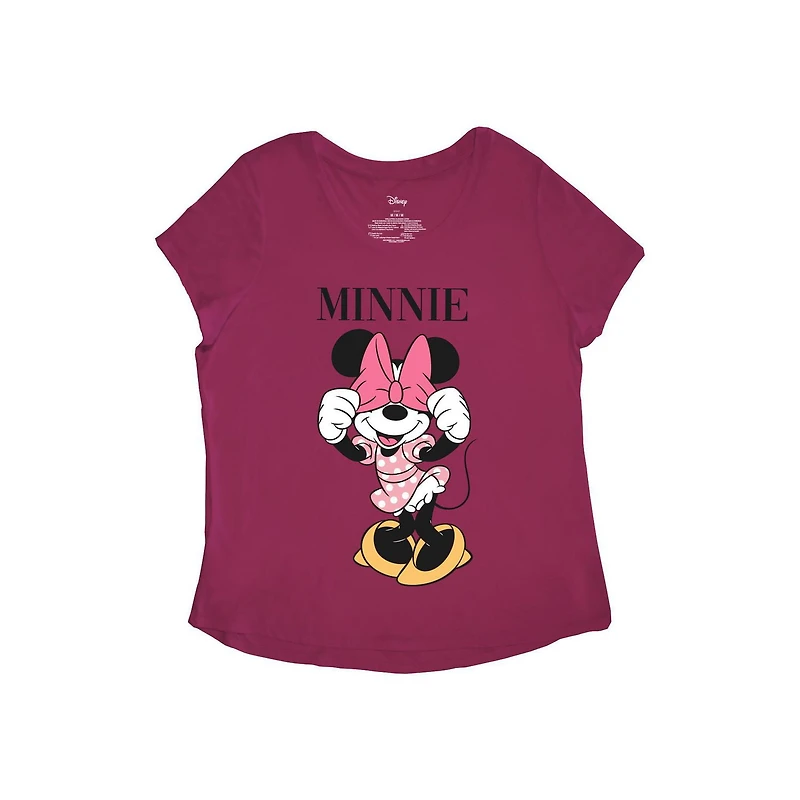 Minnie Mouse Burgundy Shy Face T-Shirt