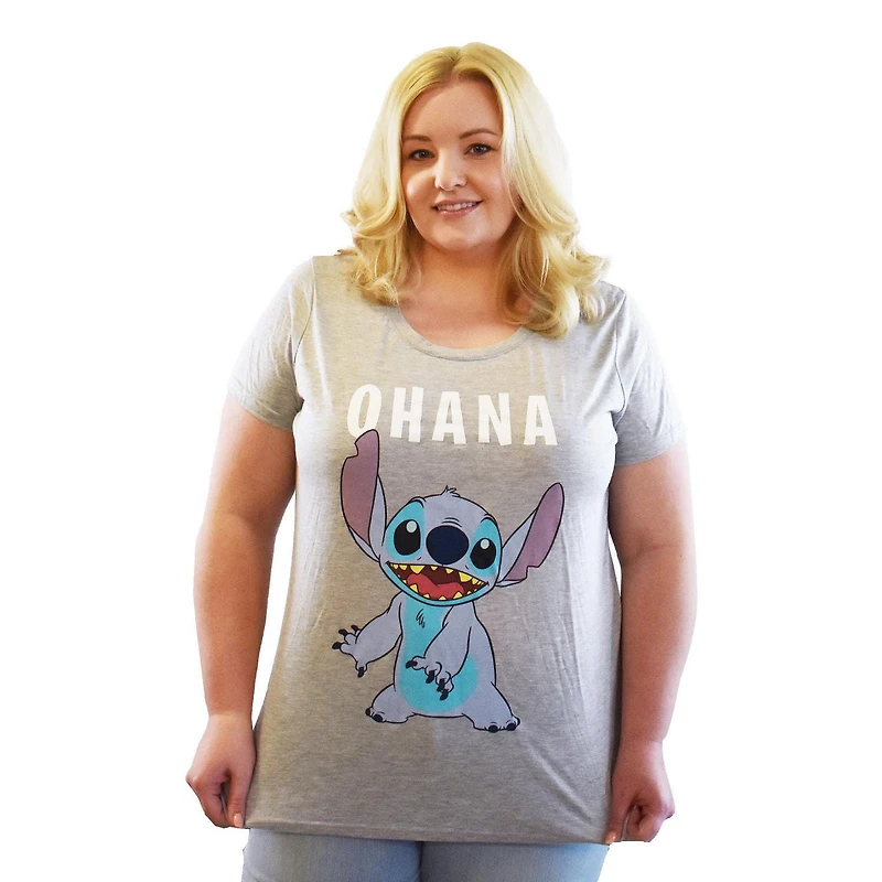 Happy Stitch Ohana Charcoal Heather T-Shirt