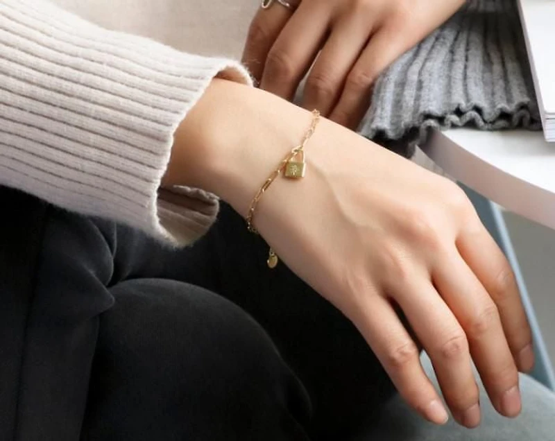 Luxury Designs Bracelet trombone Wish Lock plaqué or