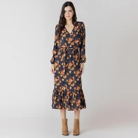 Devoted Robe midi à manches longues avec imprimé floral féminin