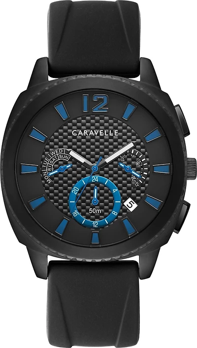 Caravelle Mens Black Quartz Watch