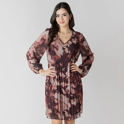 Devoted Long sleeve V neck mini dress