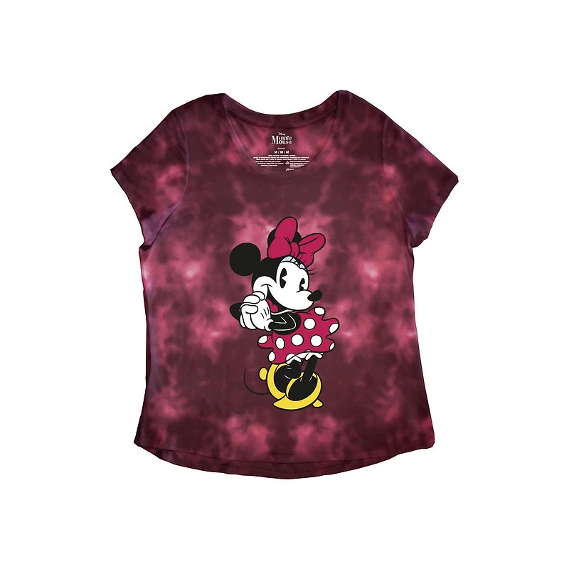 T-shirt à imprimé tie-dye bordeaux Minnie Mouse Sweet Face