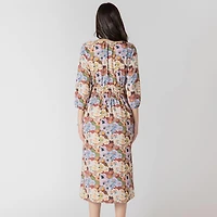 Devoted Floral midi dress with three quarter length sleeves