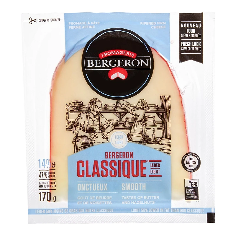 Fromage à pâte ferme affiné Classique Léger de Fromagerie Bergeron à 14 % M.G. 170g