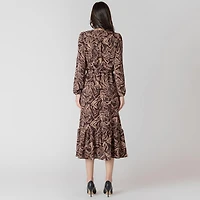 Devoted Long sleeve midi dress with feminine floral print,