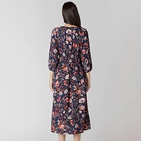 Devoted Robe midi florale à manches trois quarts