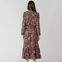 Devoted Long sleeve midi dress with feminine floral print,