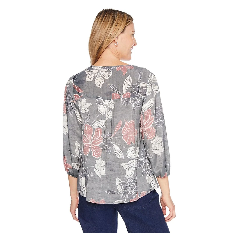 Iyla Women's Lace Trim Peasant Blouse, Sizes S-XXL