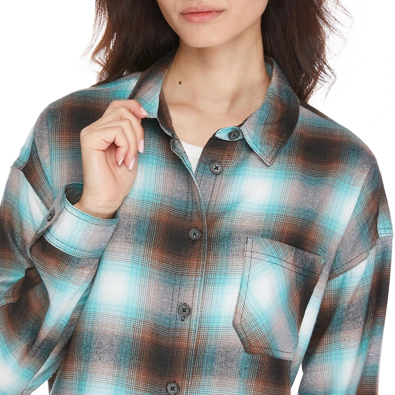 No Boundaries Women's Oversized Flannel Shirt