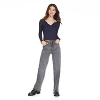 No Boundaries Women's Split Neckline Henley