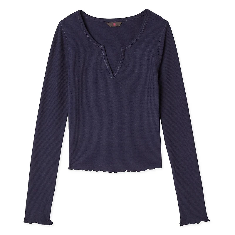 No Boundaries Women's Split Neckline Henley