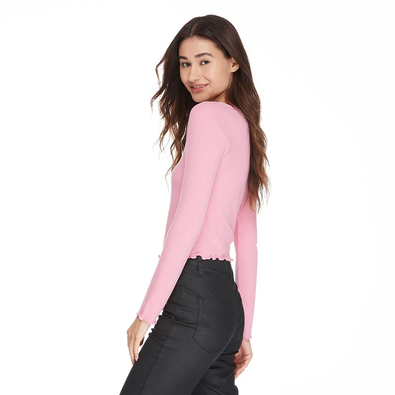 No Boundaries Women's Split Neckline Henley