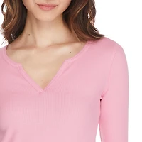 No Boundaries Women's Split Neckline Henley