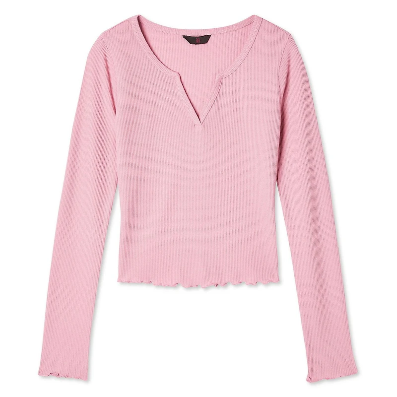 No Boundaries Women's Split Neckline Henley