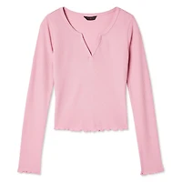 No Boundaries Women's Split Neckline Henley