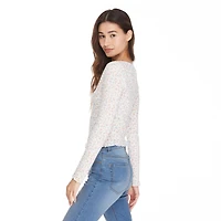 Haut henley à encolure fendue avec motif imprimé No Boundaries pour femmes