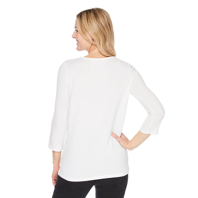 Haut en hacci à manches ¾ Iyla pour femmes Tailles P-TTG