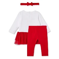 Ensemble 3 pièces des fêtes avec robe, legging et bandeau George pour bébés filles