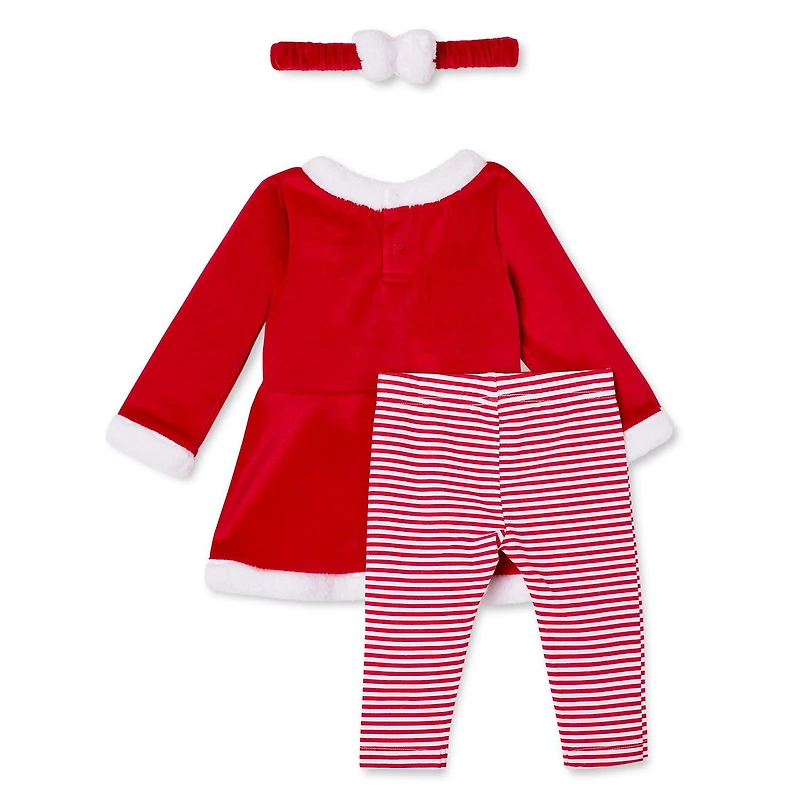 Ensemble 3 pièces des fêtes avec robe, legging et bandeau George pour bébés filles