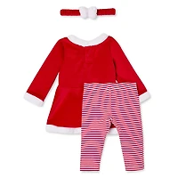 Ensemble 3 pièces des fêtes avec robe, legging et bandeau George pour bébés filles