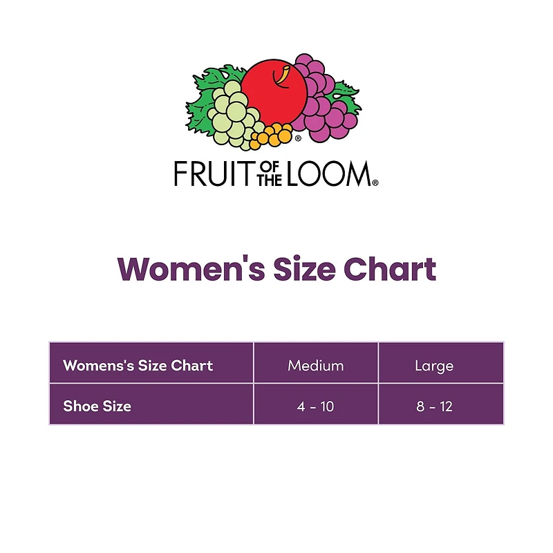 Chaussettes mi-mollet Fruit of the Loom All Day Comfort pour femme, tailles 35-41 (lot de 6) Chaussettes douces et respirantes, confort total.