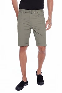 Jeaniologie ™ Men's Belted Rolled-Up  Shorts - Light Olive