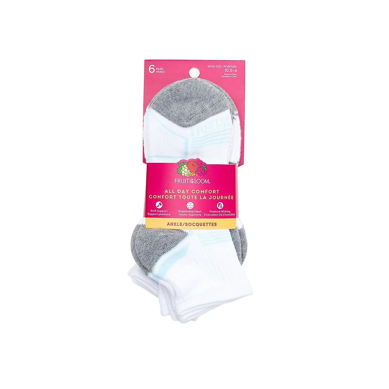 Fruit of the Loom Girls Confort toute la journée Chaussettes Pour Filles