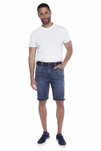 Jeaniologie™ – Short à revers en denim pour homme avec ceinture
