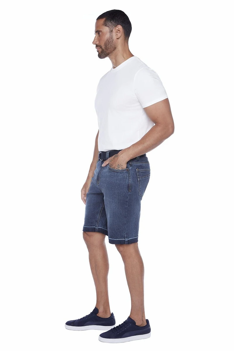 Jeaniologie™ – Short à revers en denim pour homme avec ceinture