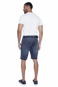 Jeaniologie™ – Short à revers en denim pour homme avec ceinture