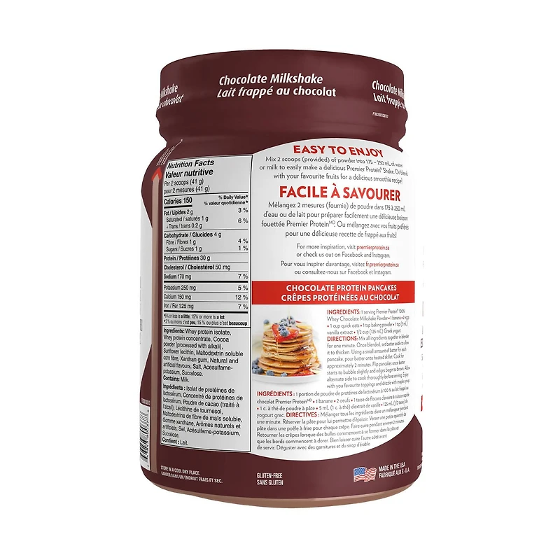 Poudre Premier Protein pour lait frappé au chocolat, 17 portions 697 grammes