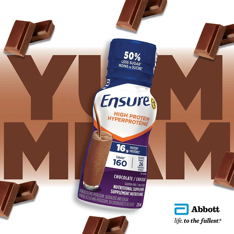 Ensure High Protein 16g, Ready-to-Drink Nutritional Supplement, Chocolate, 6 x 235 ml, 6 x 235 mL