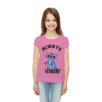 T-shirt à manches courtes Disney Always Vibin Stitch pour fille