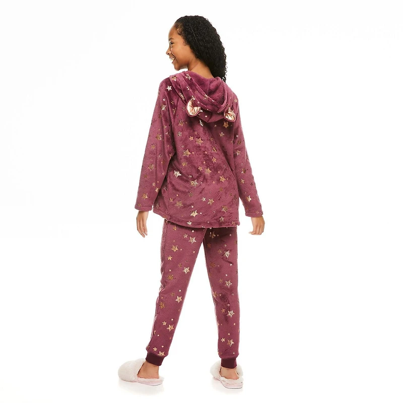 Justice Girls' Hooded Pajamas and Toy 3-Piece Set