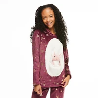 Justice Girls' Hooded Pajamas and Toy 3-Piece Set
