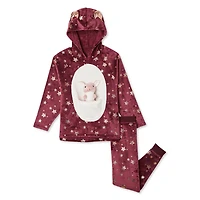 Justice Girls' Hooded Pajamas and Toy 3-Piece Set