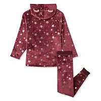 Justice Girls' Hooded Pajamas and Toy 3-Piece Set
