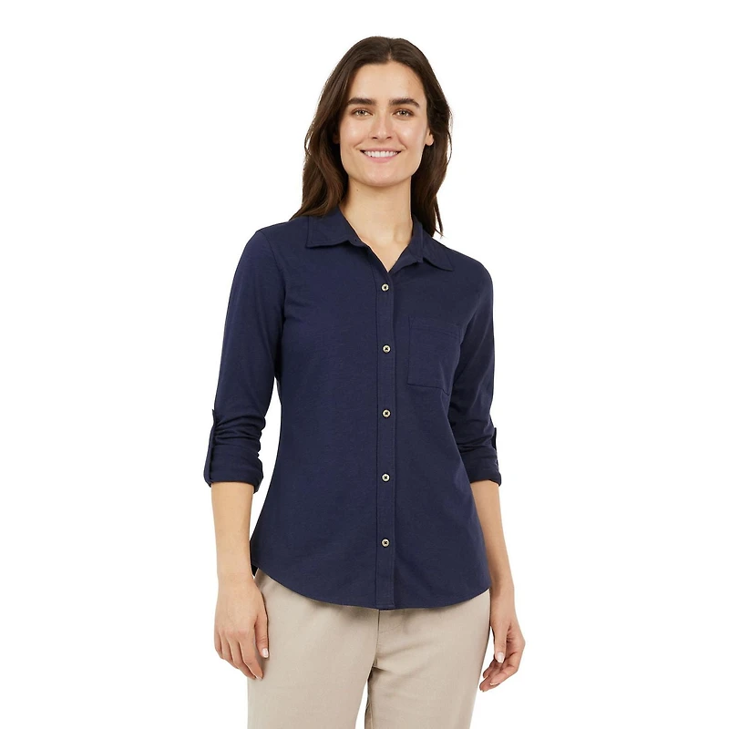 CHAPS-LONG SLEEVE KNIT SHIRT-