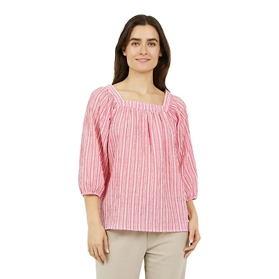 CHAPS-SQUARE NECK PEASANT TOP