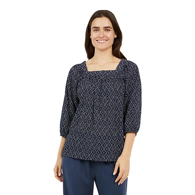 CHAPS-SQUARE NECK PEASANT TOP
