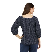 CHAPS-SQUARE NECK PEASANT TOP