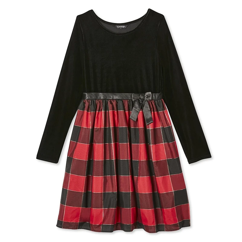 George Girls' Plaid Velour Dress