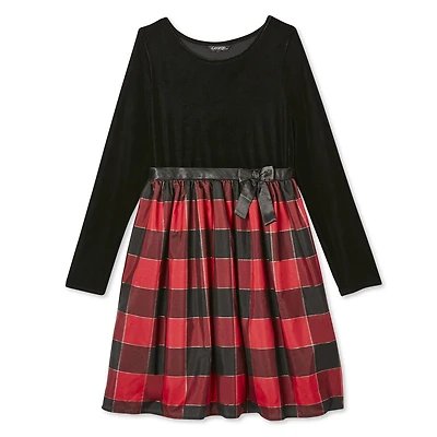 George Girls' Plaid Velour Dress